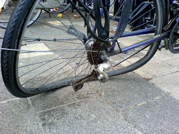 Slag in fietswiel